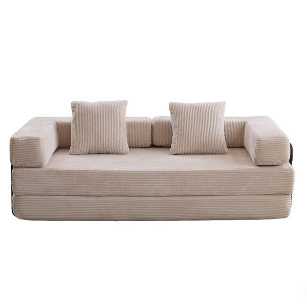English Elm Floor Couch, Comfy Convertible Sofa Bed With Armrest, Corduroy Fabric, Perfect For Small Spaces! W3723P345007