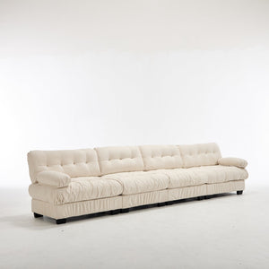 English Elm Modular Cloud Sectional Sofa Flannelette Upholstered Deep Seat with Plush Round Armrests Beige W2120S00045