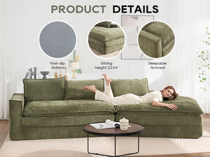 English Elm Modern Minimalist Modular Sectional Sofa - Stylish Cloud Couch With Right-Facing Chaise For Cozy Living W2959S00013