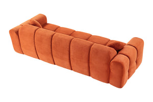 English Elm 98.4" Corduroy Cloud Puff Sofa Vacuum Packed 4-seater Living Room Couch with Pillows Orange W5515P477306
