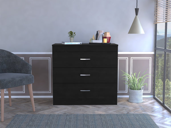 English Elm Cambridge Three Drawers Dresser with Wenge Finish, Engineered Wood, Space-Saving Design & Easy Assembly Black 36 L x 20 W x 7 H B128P148892