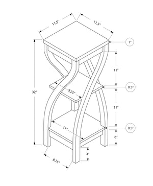 English Elm Accent 3-Tier Square Side Table with Twisted Legs for Living Room, Bedroom or Plant Stand, Laminate Black 37 L x 16 W x 4 H B2710P219026