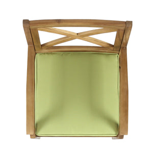 English Elm Christopher Knight Home® - PERLA Outdoor Dining Chair Set of 2 with Water‑Resistant Cushions, Acacia Wood, Comfortable Seating Green,Teak N762P251938F