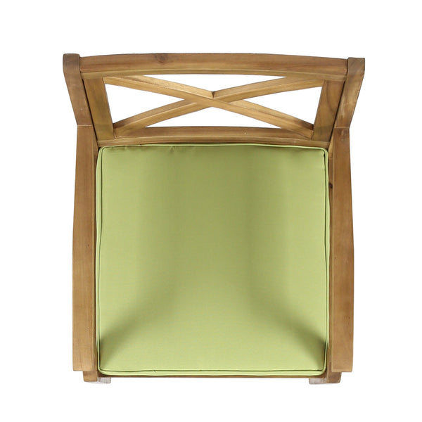 English Elm Christopher Knight Home® - PERLA Outdoor Dining Chair Set of 2 with Water‑Resistant Cushions, Acacia Wood, Comfortable Seating Green,Teak N762P251938F