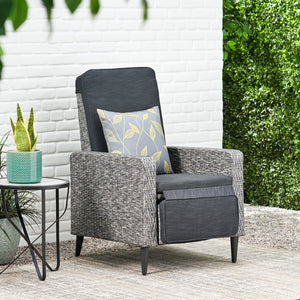 Christopher Knight Home® - Noble House - Murdock Outdoor Wicker Recliner, Mixed Black And Dark Gray