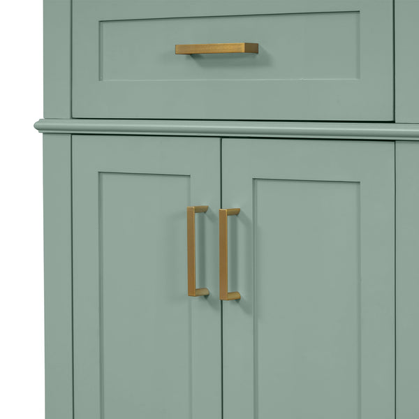 English Elm 36" Green Modern Bathroom Vanity with Ceramic Sink, 4 Soft-Close Drawers & Doors, Solid Wood Build N729P253935F