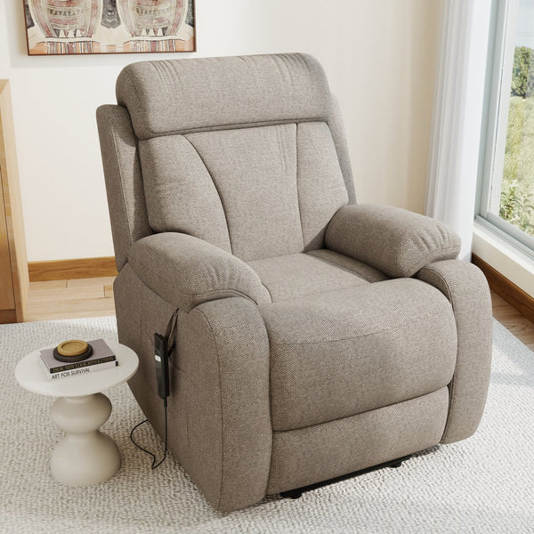 English Elm Power Lift Recliner Chair Velvet Upholstered Senior Assist Motorized Living Room Seat W1028S00061