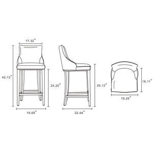 English Elm Shubert Solid Beech Wood Upholstered Barstool with Gold Footplate, Commercial Grade, 29" Seat Height Ivory B365P397931