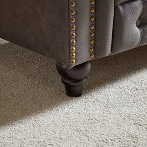 English Elm Fx 63.5" Chesterfield Sectional Sofa With Tech Fabric, Nailhead Accents & 2 Pillows For Stylish Comfort W1926S00038