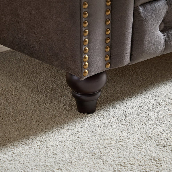 English Elm Fx 63.5" Chesterfield Sectional Sofa With Tech Fabric, Nailhead Accents & 2 Pillows For Stylish Comfort W1926S00038