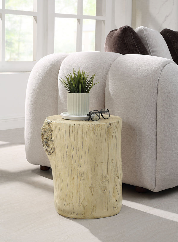 English Elm Gene Natural Finish Fiber Concrete Accent Table with Faux Concrete Top, Eco Cement Modern Charm Brown 19.7 L x 17 W x 16.2 H B2726P246011