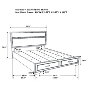 English Elm Corbin Black 5-Piece Queen Bedroom Set with Rhinestone Handles, Metallic Foil Trim & Underbed Drawers B062S00925