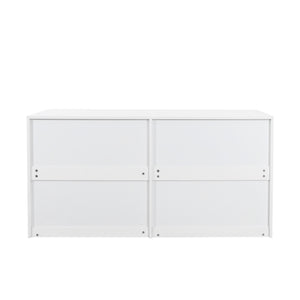 English Elm Modern White 6-Drawer Side Cabinet with Metal Handles – Spacious Wood Chest for Living Room, Bedroom Storage W331S00164