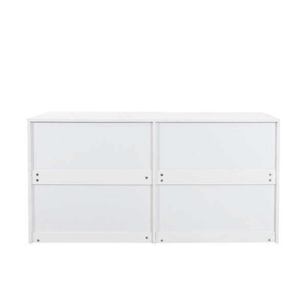 English Elm Modern White 6-Drawer Side Cabinet with Metal Handles – Spacious Wood Chest for Living Room, Bedroom Storage W331S00164