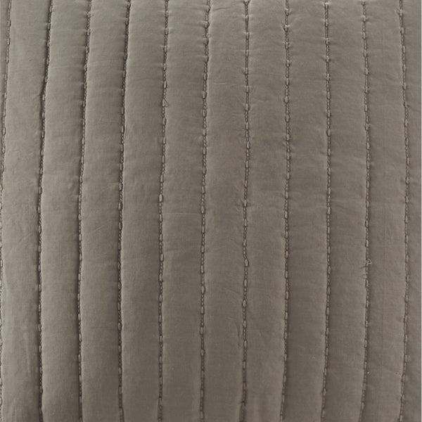 JLA Home INK+IVY - Cotton Quilted Euro Sham with Embroidered Texture, Breathable 26x26 Farmhouse Accent Pillow Cover Taupe II11-229