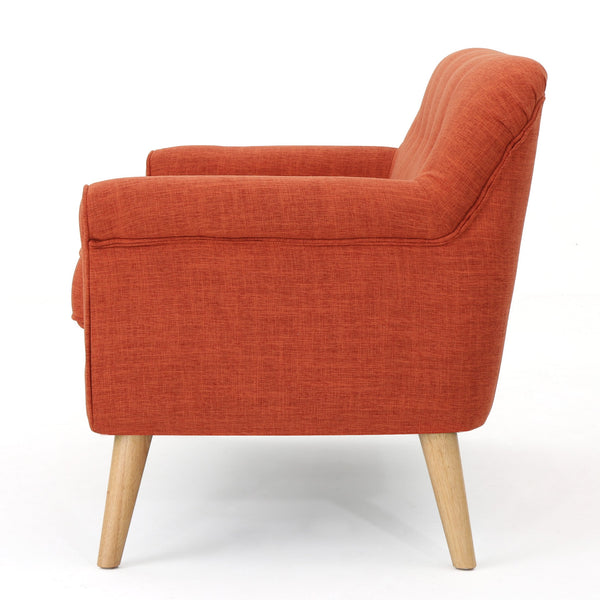 English Elm Christopher Knight Home® - LOVESEAT Elegant Two-Seater with Button-Tufting and Rolled Arms, 100% Polyester Fabric Comfort Orange 61035.00MORG