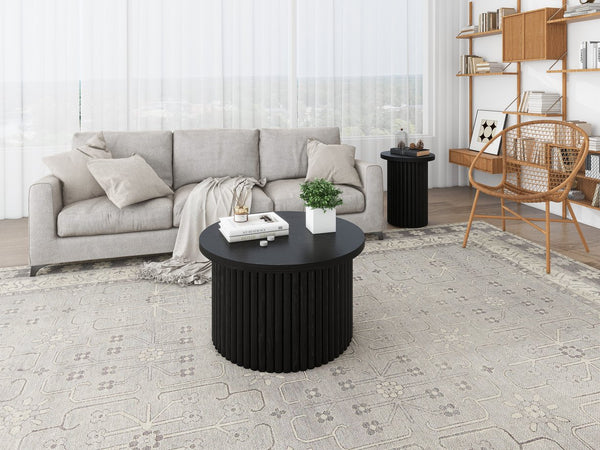 English Elm Coffee Table Set Of 2 - Modern Round Nesting Side Tables For Stylish Living Room & Small Spaces W688P248110