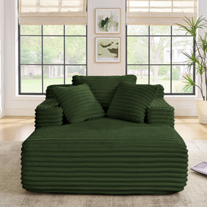English Elm Living Compressed Chaise Lounge Foam Sofa Bed with Plush Corduroy Upholstery, Deep Seat Cloud Comfort Green W1413P298041