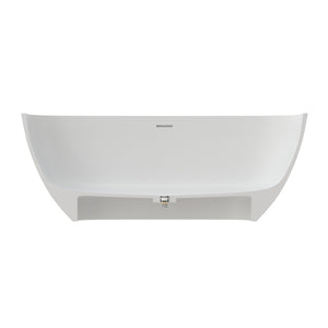 English Elm 59" Freestanding Soaking Tub Matte White Stone Resin Deep Basin Spa Bathroom T3785P490212