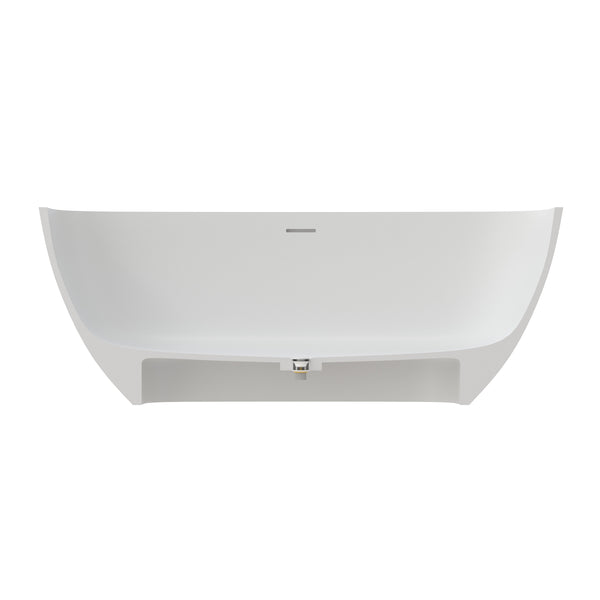English Elm 59" Freestanding Soaking Tub Matte White Stone Resin Deep Basin Spa Bathroom T3785P490212