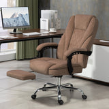 English Elm Vinsetto Massage Office Chair With Foot Rest, Executive Office Chair With 6 Vibration Point and Heat, Reclining Computer Chair, Swivel Desk Chair, Adjustable Height, Brown