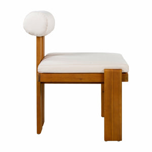 English Elm Outdoor Acacia Wood Dining Chairs Set of 2 with Sculptural Cylindrical Backrest Cushions N776P387625B