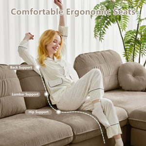 English Elm Chenille Cloud Loveseat with Quilted Back Cushions Deep Foam Seat Modern Living Room Sofa Light Coffee W714S01756
