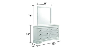 English Elm Blaze Large Modern Wood-Framed Mirror for Bedroom or Dresser — Sleek Clean Lines, Durable Craftsmanship White B009P286631