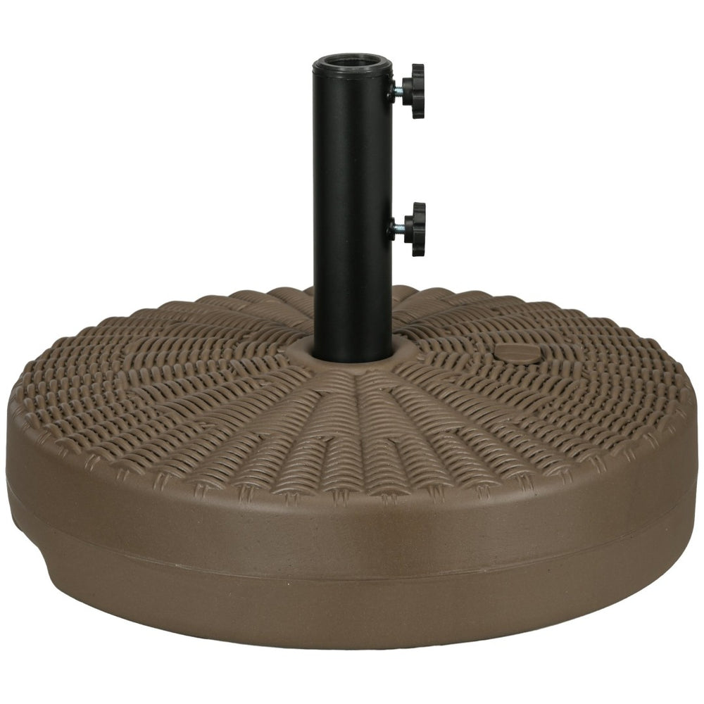 English Elm Outsunny 64 Lbs. Fillable Umbrella Base - Heavy-Duty Rattan-Style Stand For 1.25" To 2" Poles, Brown W2225P200712-GIGA