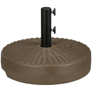 English Elm Outsunny 64 Lbs. Fillable Umbrella Base - Heavy-Duty Rattan-Style Stand For 1.25" To 2" Poles, Brown W2225P200712-GIGA