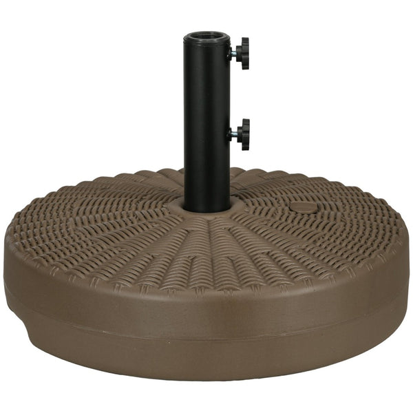 English Elm Outsunny 64 Lbs. Fillable Umbrella Base - Heavy-Duty Rattan-Style Stand For 1.25" To 2" Poles, Brown W2225P200712-GIGA