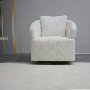 English Elm Modern 360 Degree Swivel Sofa Chair - Beige Velvet Accent, High-Back, Solid Wood Frame, 350lb Capacity W1183P254690