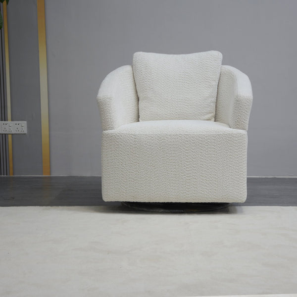 English Elm Modern 360 Degree Swivel Sofa Chair - Beige Velvet Accent, High-Back, Solid Wood Frame, 350lb Capacity W1183P254690