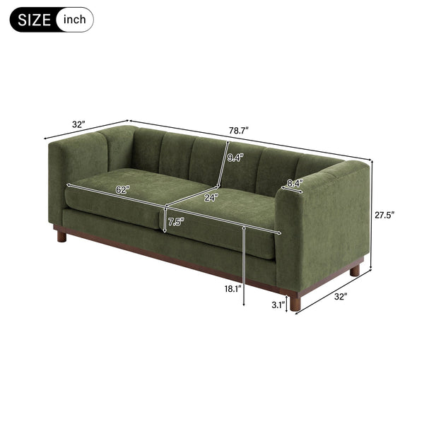 English Elm Modern Chenille Loveseat with Pocket Spring Support for Apartment Living Rooms Green N763S000070F