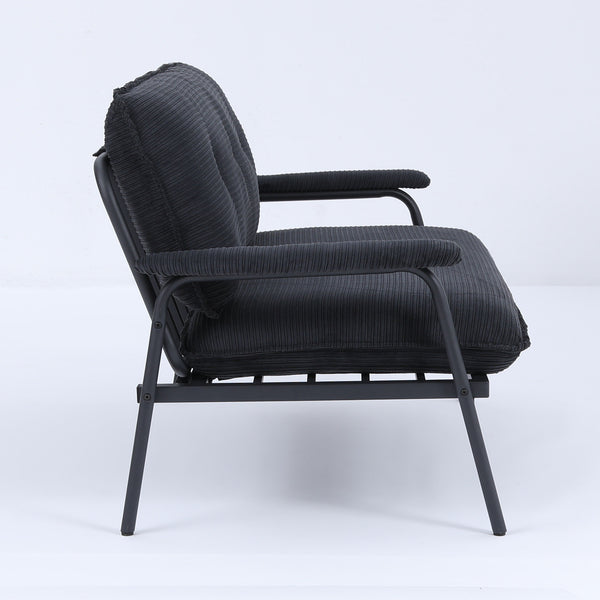 English Elm The 53-inch sofa with durable metal frame and sponge cushions, space-saving American-style comfort for studio living Black W3371P309476