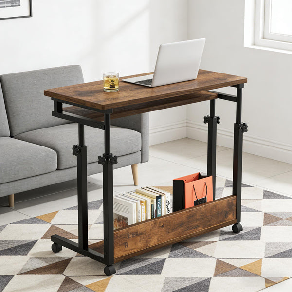 English Elm Office Rolling Desk Height Adjustable Standing Workstation with Keyboard Tray Small Spaces T3971P448243