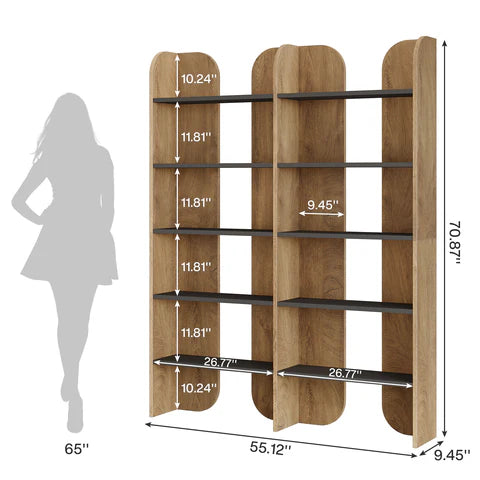 English Elm Modern Farmhouse Five Tier Bookcase Tall Open Shelving Unit for Living Room Office T3971P447215