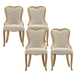 English Elm Christopher Knight Home® - Heart-Back Wingback Dining Chairs Set Of 4 - Elegant Upholstered Comfort With Natural Wood Legs N768P283429N_4