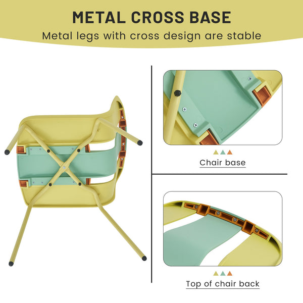 English Elm Holiday Stackable Polypropylene Side Chair Set of Four for Indoor Outdoor Dining Grain Yellow,Haze Green,Tropical Orange W3450P447384