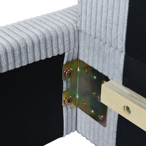 English Elm Twin L-Shaped Corduroy Daybed Upholstered Sofa Bed, Plush Cushioning, Stylish Beige Gray Design SF000188AAE