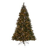 Christopher Knight Home® - Noble House - 7.5-foot Mixed Spruce Pre-Lit Clear String Light Hinged Artificial Christmas Tree with Frosted Branches