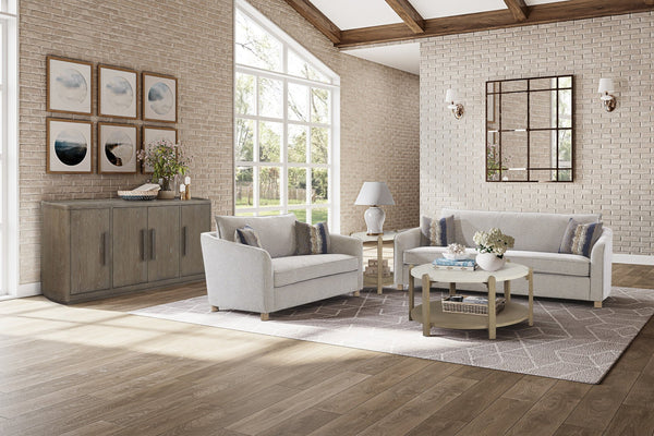 English Elm Stone Top Cocktail Table with Natural Stone Surface and Toffee Wood Base, Sturdy Legs, Shelf Taupe+Natural 43 L x 42.75 W x 7 H B2699P323080