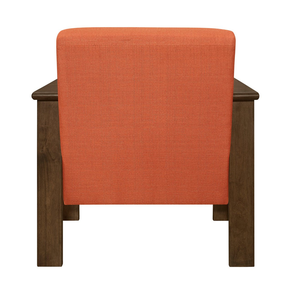 English Elm Orange Helena Accent Chair Walnut Finish with Storage, Arts & Crafts Padded Orange Fabric Seat Back B011P256311