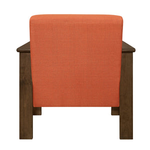English Elm Orange Helena Accent Chair Walnut Finish with Storage, Arts & Crafts Padded Orange Fabric Seat Back B011P256311