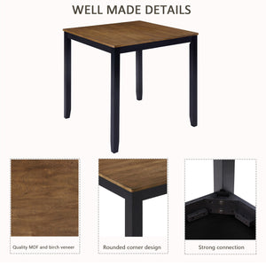 English Elm 5-Piece Modern Dining Set for 4 with Waterproof Wood-Grain Top, X-Back Chairs, Linen Comfort, Stable Frame Beige,Black,Oak W1998S00082