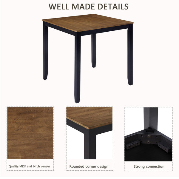 English Elm 5-Piece Modern Dining Set for 4 with Waterproof Wood-Grain Top, X-Back Chairs, Linen Comfort, Stable Frame Beige,Black,Oak W1998S00082