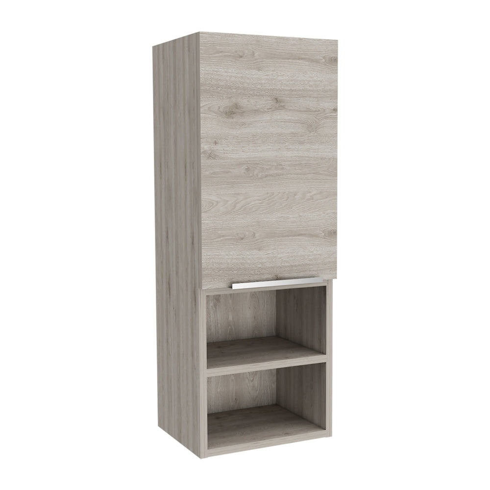English Elm Milwaukee Smokey Oak Medicine Cabinet with Mirror Door, Two Interior Shelves and Open Bottom Storage Light Gray 36 L x 16 W x 4 H B128P148941