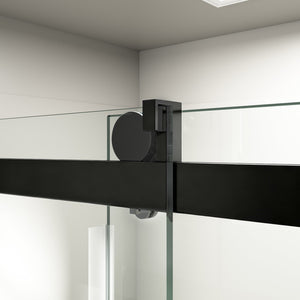 English Elm 56" Frameless Sliding Shower Door Tempered Glass Matte Black Soft Close Modern Bath W1573104180