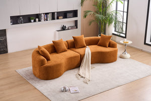 English Elm Compression Compression Sponge Sofa Curved Modular Sectional with 30D High-Density Chenille Sleeper for Cozy Apartment Living Room Comfort and Safe Rounded Design Orange W2231S00015