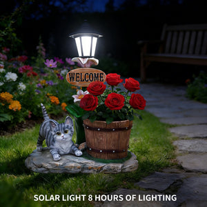English Elm Labrador Solar Garden Statue with Led Glow and Built-in Succulent Planter Basin W5398P464241
